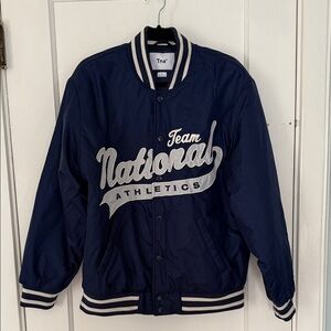 TNA Navy Varsity Jacket with White Accents